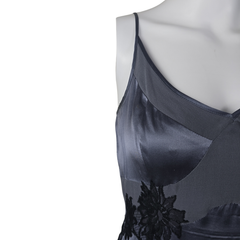 Third Millennium Silk Slip Dress – Smoky Grey with Lace | AU 8