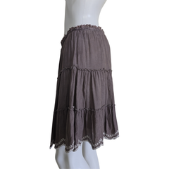 Arnhem Hand-Dyed Tiered Boho Mini Skirt – Grey Purple – AU 10