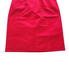 ESCADA Red Pencil Skirt Cotton Panelled AU 10 Designer Workwear