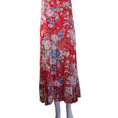 Auguste Red Floral Rayon Maxi Dress – Effortless Boho Size AU10