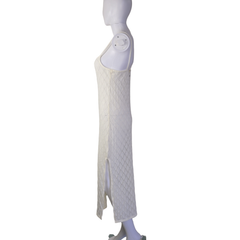 Billabong White Knit Midi Dress – Coastal Minimalist Summer Dress – Size AU 10