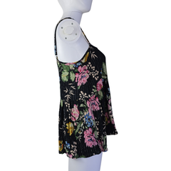 Auguste Black Floral Metallic Pinstripe Singlet Top – AU 10