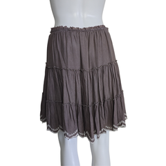 Arnhem Hand-Dyed Tiered Boho Mini Skirt – Grey Purple – AU 10