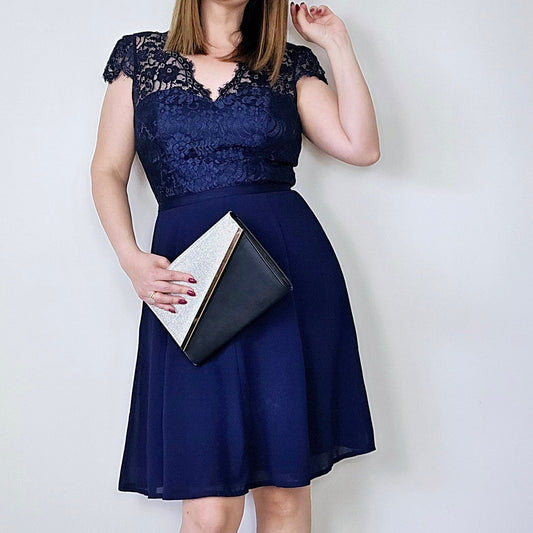 Review Navy Blue Midi Dress 1564