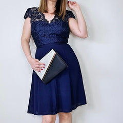 Review Navy Blue Midi Dress