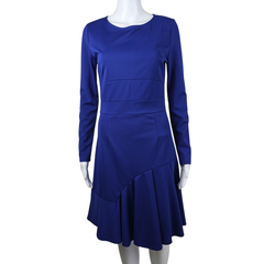 Navy Blue Long Sleeve Dress AU 10 Asymmetric Hem Elegant Dress