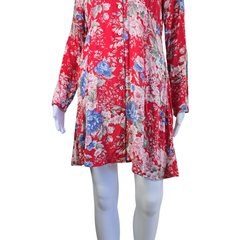 Auguste Red Floral Long Sleeve Mini Dress – Romantic Boho | AU 12
