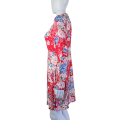 Auguste Red Floral Long Sleeve Mini Dress – Romantic Boho | AU 12