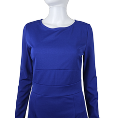 Navy Blue Long Sleeve Dress AU 10 Asymmetric Hem Elegant Dress