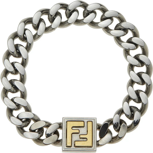 FENDI Silver 'FF' Chain Bracelet, Large 996