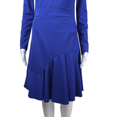Navy Blue Long Sleeve Dress AU 10 Asymmetric Hem Elegant Dress