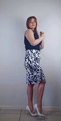 Veronika Maine Black and White Bold Print Pencil Skirt