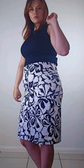 Veronika Maine Black and White Bold Print Pencil Skirt