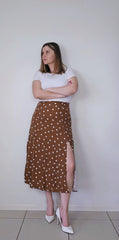 Lilly Loves Brown Skirt with White Polka Dots