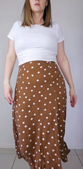 Lilly Loves Brown Skirt with White Polka Dots