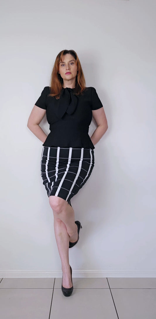 Veronika Maine Checked Print Pencil Skirt 1080