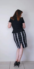 Veronika Maine Checked Print Pencil Skirt