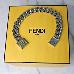 FENDI Silver 'FF' Chain Bracelet, Large