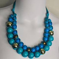 Blue and Green Ribbon Necklace