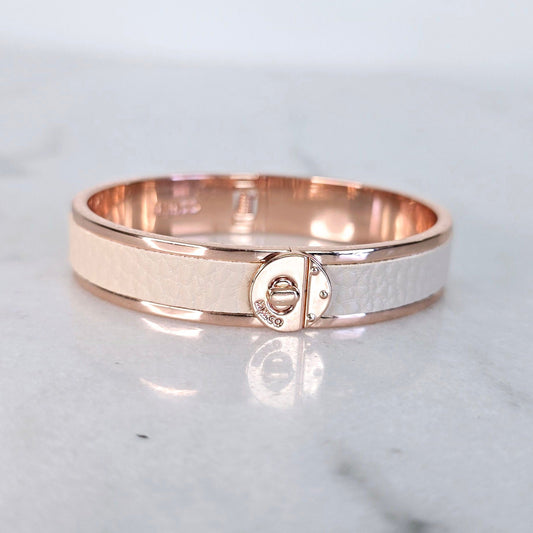 Mimco Rose Gold and Leather Cuff Bracelet 1848