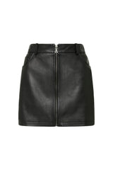 Black leather skirt with a zipper on a white background