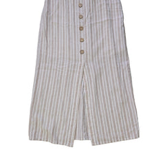 Striped dress with button details on a light background