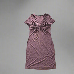 Purple dress on a tiled floor