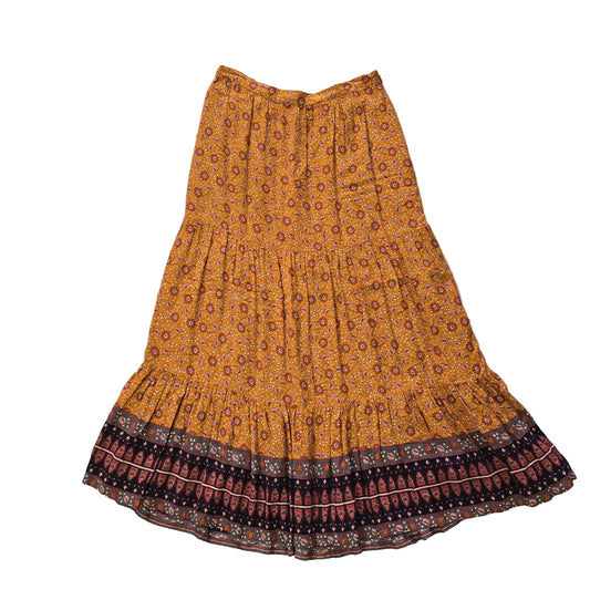 Brown patterned maxi skirt on a light background 2736