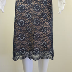 BCBG Max Azria Navy & Silver Lace Overlay Dress – Size AU 10