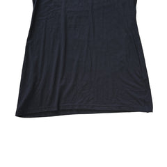 Black t-shirt dress with DKNY logo on a light background