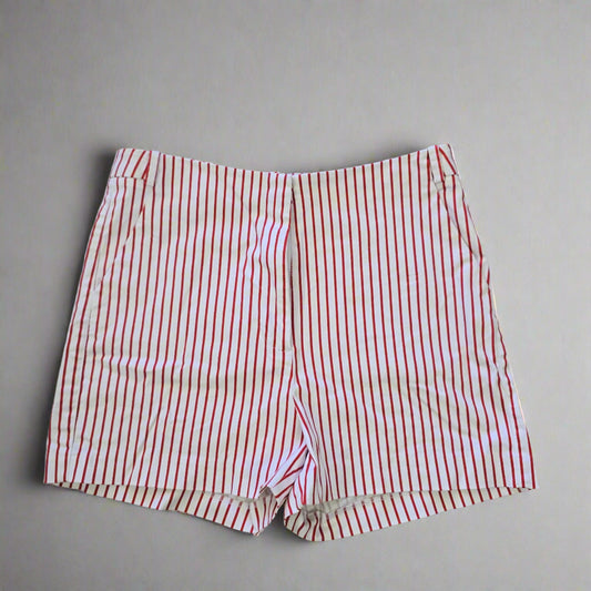 Glassons Classic White and Red Striped Bermuda Shorts - Size: AU 12 1024