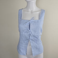 Lily Loves Sky Blue Linen Top - Size AU 10