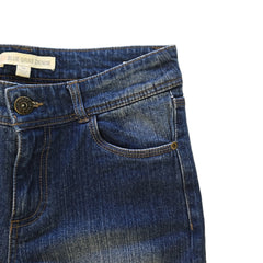 Pair of blue jeans on a light background