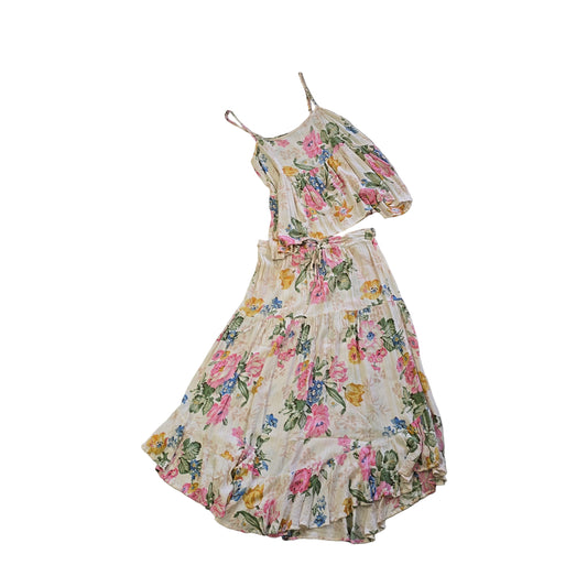 Cream floral skirt and top on a light background 2736