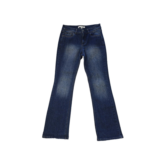 Pair of blue jeans on a light background 2736