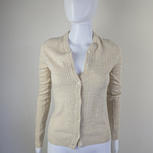 Dolce & Gabbana (D&G) Cream Beige Wool Cardigan - Size: IT 40 2736