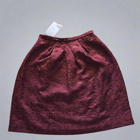 Dior Burgundy Wool Mid-Length Skirt – FR 42 (New with Tags). 1024