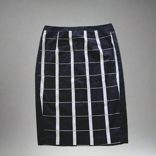 Veronika Maine Black, White & Beige Checkered Pencil Skirt – AU 10 1024