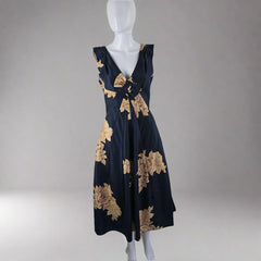 Trelise Cooper Cupids Bow Rosary Navy and Gold Dress - Size: AU 10