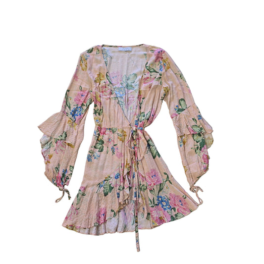 Pink floral dress on a light background 2736