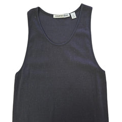 Black sleeveless top on a light background