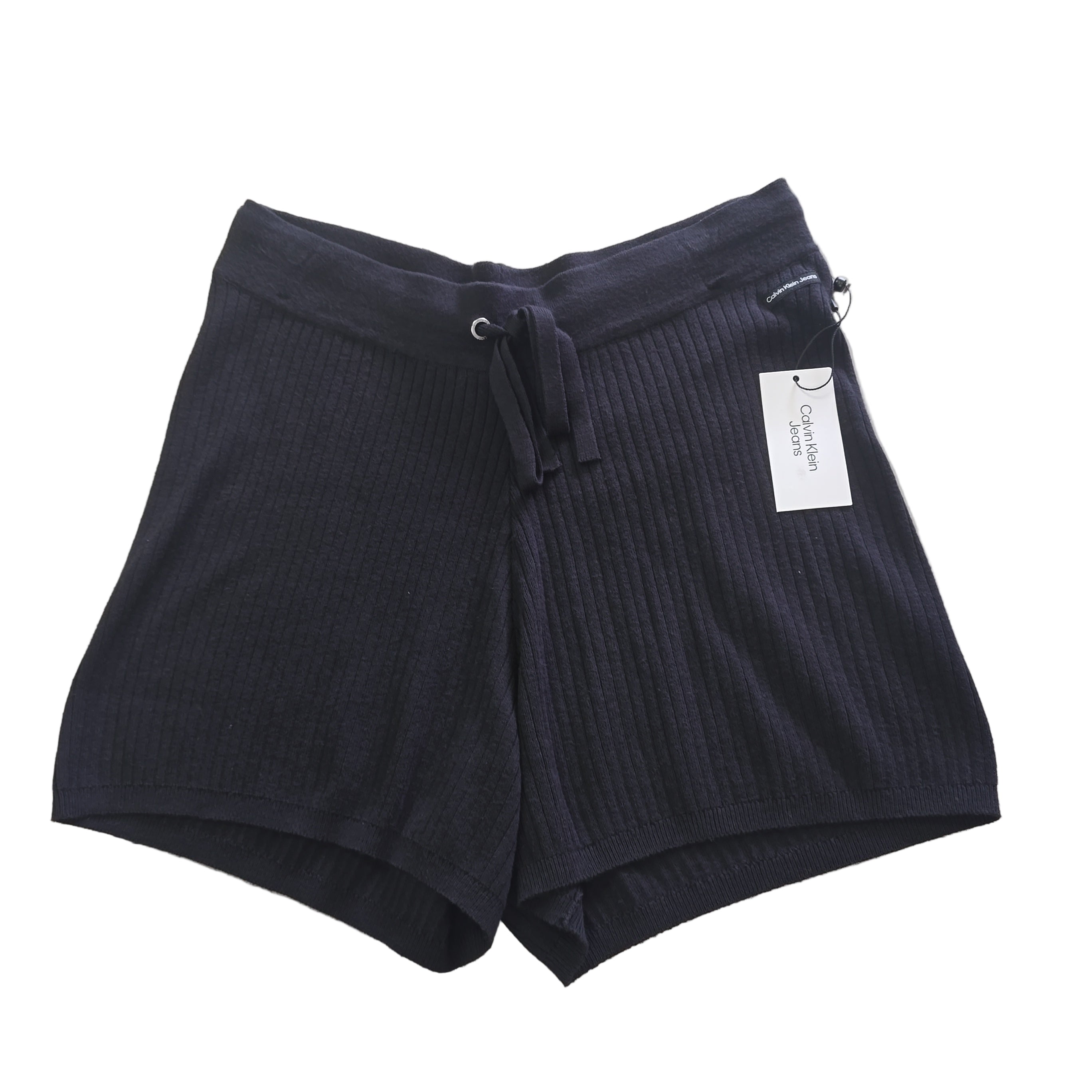 Black Cotton Shorts with a Calvin Klein label on a light background.