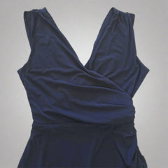 Blue fabric on a tiled floor