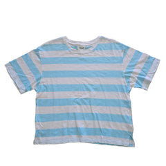 Light blue and white striped shirt on a light background