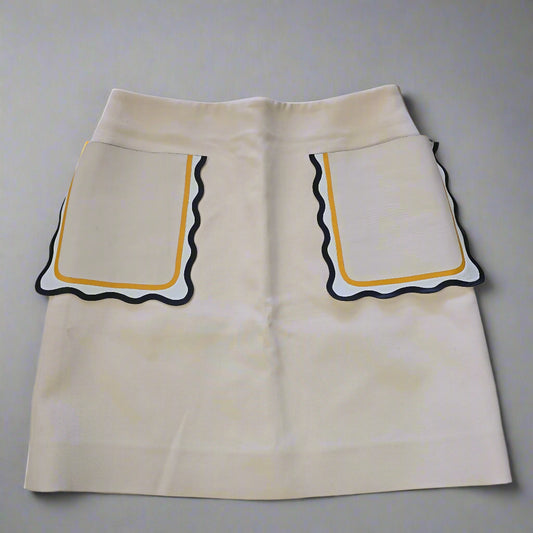 Fendi Mid Length Leather Pockets Beige Skirt 1024