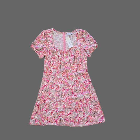 Pink floral dress on a tiled floor 2736