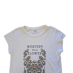 White t-shirt with 'Western Wild Flower' design on a light background