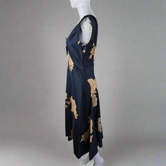 Trelise Cooper Cupids Bow Rosary Navy and Gold Dress - Size: AU 10