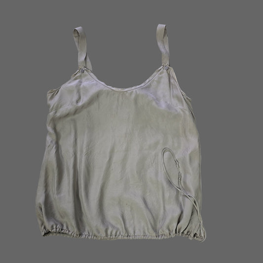 Light gray satin top on a tiled floor 2736